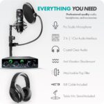 Movo PodPakT Universal Cardioid Condenser Microphone Kit with MDX-1 2x2 Audio Interface with Tabletop Mic Stand and Studio Headphones - Podcast Equipment Set for YouTube, Podcast, Streaming - Image 3