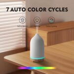Essential Oil Diffuser, Ceramic Aromatherapy Diffuser with 7 Color LED Lights, with Remote Control, Cool Mist Humidifier, Timed Mist, Auto Shut-Off with No Water, Aquamarine (White) - Image 4