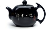 Porcelain Teapot, 10oz Small Tea Pot Xishi Chinese Gongfu Tea Set Ceramic Kettle Black (Teapot) - Image 2