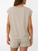 AUTOMET Womens Crew Neck Two Piece short Sets Cap Sleeve Drawstring Summer Sweatsuit with Pocket - Image 5