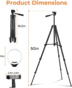 Sensyne 10'' Ring Light with 50'' Extendable Tripod Stand, LED Circle Lights with Phone Holder for Live Stream/Makeup/YouTube Video/TikTok, Compatible with All Phones - Image 5