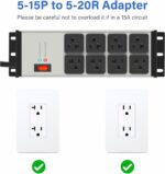 CCCEI Heavy Duty Power Strip Surge Protector 20 AMP, 8 Outlets 12 Gauge Industrial Shop Garage Metal Multiple Outlets, 6 FT Extension Cord 5-15P Adapter High Amp 6-20R T-Slot 20a for Appliance - Image 6