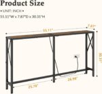 Console Table with Oulets and USB Ports, 55.1" Sofa Table Behind Couch, Industrial Long Skinny Stand for Hallway, Living Room, Bedroom, 6.5 Feet Power Cord, Rustic Brown - Image 4