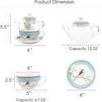 Jusalpha Glass Teapot with a Fine China Infuser Strainer, Cup and Saucer Set,Teapot and Teacup for One, Tea for one #05 (Blue) - Image 3