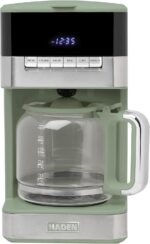 Haden Programmable Drip Coffee Maker, 12 Cup Cafe Machine & Carafe, Green/Chrome - Image 2