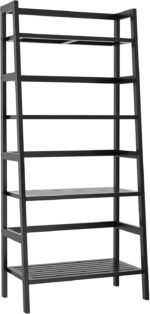 Homykic Bamboo Bookshelf 4-Tier Ladder Shelf, 49.2” Freestanding Open Bookcase Book Shelf Bathroom Storage Shelf Unit Plant Stand for Small Space, Living Room, Bedroom, Home Office, Black - Image 9