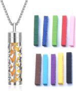 Essential Oil Necklace with 10 Refilled Pads Aromatherapy Pendant Perfume Locket Stainless Steel Diffuser Jewelry for Couples Scent Pendant Aroma Aromatherapy Present for Women Men - Image 2
