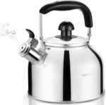 AMFOCUS Tea Kettle Stovetop, Whistling Tea Kettle Pots for Stove Top, 2.64 QT Food Grade Stainless Steel Teakettle Teapot with Cool Grip Folding Handle, Hot Water boiler for Tea, Milk, Coffee - Image 2