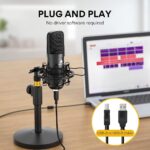 MAONO USB Microphone Kit 192KHZ/24BIT AU-A04T PC Condenser Podcast Streaming Cardioid Mic Plug & Play for Computer, YouTube, Gaming Recording - Image 5