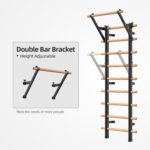 DHT Wood Stall Bar, Swedish Ladder Suspension Trainer with 9 Strategic Rods, for Home, Gym, School and Clinics, Black - Image 3