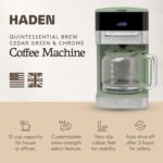 Haden Programmable Drip Coffee Maker, 12 Cup Cafe Machine & Carafe, Green/Chrome - Image 3