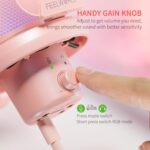 FEELWORLD VM1 Pink Gaming PC USB Microphone Condenser Mic with Noise Cancellation Mute RGB Light, Computer Accessories Gifts for Gamer YouTube Twitch Podcast Streaming Recording Online Chat PS4 PS5 - Image 4