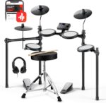 Donner Electric Drum Set, DED-70 Electronic Drum Kit for Beginner with 150 Sounds, 4 Quiet Mesh Pads, 9" Cymbals, USB MIDI, Type-C Charging, 2 Pedal, Throne, Headphones, Sticks, Melodics Lessons - Image 2