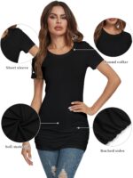 TORARY Women's 2025 Casual Long Sleeves Slim Fit Crew Neck Ruched Tunic Top T-Shirt Dress - Image 3