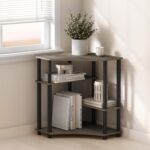 Furinno Turn-N-Tube Storage Shelves, 4-Tier Corner Shelf, Display Rack, Corner Bookshelf, for Organization and Storage, Living Room, Home Office, French Oak - Image 2