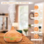 550 ML Aroma Diffiser with Essential Oils Set, Essential Oil Diffuser with Remote, Ultrasonic Technology Aromatherapy Diffusers Auto Shut-Off for Office, Home - Image 4