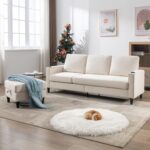 Convertible Sectional Couches for Living Room, L-Shaped Couch 3 Seats Sofas with Storage Chaise & 2 Cup Holders, Small Sofa for Apartment, Compact Spaces, Beige - Image 8