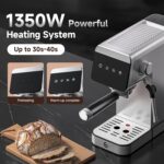 AMZCHEF Espresso Machines with LED Touch screen, Espresso Coffee machine Equip 20Bar Pressure System, Cappuccino Machine, Compact Latte Machine for Home Gifts,Silver - Image 4