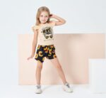 Kid Toddler Girl Clothes Summer Ruffle Sleeve Figure Graphic Tee Shirt + Shorts Summer Outfits Set - Image 7