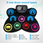 9-Pads Electronic Drum Set with Headphone Jack Speaker Drumsticks & Pedals, Holiday Gifts for Kids - Image 3