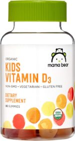 Amazon Brand - Mama Bear Organic Kids Vitamin D3 25 mcg (1000 IU) Gummies per serving, Bone and Immune Health, Strawberry, 80 Count - Image 2