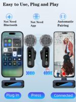 Wireless Lavalier Microphone for iPhone Android Plug-Play,2 Pack Mini Microphone Professional Noise Reduction Recording Clip Mic for Creator Vlog Creator (All iPhones & Androids (USB-C + Lightning)) - Image 4