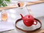 Antique Ceramic Teapot Coffee Pot with Infuser, 400ml (1-2 cups) Small Porcelain Tea Pots for Loose Leaf Tea, with Removable Stainless Steel Strainer and Lid for Gift (Red) - Image 8
