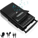 Cassette Player & Recorder with USB Lapel Microphone - USB Player & Portable Tape to MP3 Digital Converter with Headphone Jack, Dual Power (AC/Battery), Retractable Carry Handle - Image 2