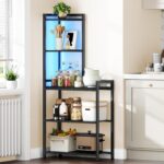 HOOBRO 5-Tier Corner Shelf Stand, Corner Shelf with LED Light, 56.3" Tall Corner Bookshelf, Display Rack Storage Organizer with Table, for Small Spaces, Living Room, Entryway, Black BB69DCJ01 - Image 6
