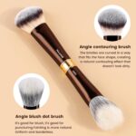 MAANGE Makeup Brushes 16Pcs Professional Foundation Powder Blush Contour Eyeshadows Double-End Makeup Brushes Set with Bag and Gift Box-CoffeeBrown - Image 9