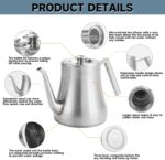 68OZ/2000ML Stainless Steel Teapot with Removable Infuser, Stovetop Safe Tea Maker Water Kettle for Loose Leaf & Tea Bags, Silver - Image 9