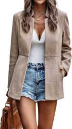 chouyatou Women's Casual Business Open Front Long Sleeve Notch Lapel Office Blazer Jacket - Image 2