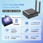 MINIX Fanless Windows 11 Pro Mini PC, Intel 12th Gen N300, NEO Z300-0dB 16GB DDR4, 512GB M.2 PCIe Gen3 x 4 SSD Micro Desktop Computer, 4K Dual Display/2.5G LAN, for Business Home Office Multi-Tasking - Image 7