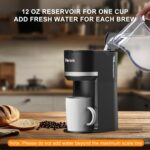 Small Single Serve Coffee Maker for K Cup and Grounds, Fast Brew One Cup Coffee Machine with 12 Oz Reservoir, Compact Size for Home Office RV and Travel, Black - Image 7