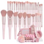 MAANGE Makeup Brush Set 49 Pcs Makeup Tool Set Premium Synthetic Foundation Powder Concealers Eye shadows Blush Makeup Brushes (Pink, 49 Piece Set) - Image 2