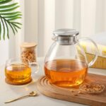 68OZ/2000ML One Touch Glass Teapot with Stainless Steel Filter Lid, Stovetop & Microwave Safe Tea Maker Water Kettle, Strainer & Cover 2 in 1 Loose Leaf Tea Steeper Pot Coffee Carafe - Image 6