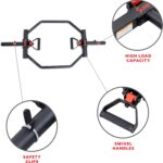 Sunny Health & Fitness Strength Training Olympic Hex Bar Barbell, High Load Capacity, Swivel Handles, Safety Clips, Knurled Handles for Deadlifts, Shoulder Presses, Shrugs, Back Rows, Weightlifting - Image 4