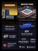 GMKtec Gaming Mini PC Ryzen 7640HS (Upgraded 6600H/6800U) 16GB DDR5 512GB SSD Dual NIC LAN 2.5GbE Desktop Computers Office Home, USB4/ Triple 4K Display/WiFi 6 BT5.2/ M6 Ultra - Image 3