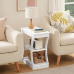 End Table Set of 2 with Charging Station, Side Table with USB Ports and Outlets, Nightstand, 3 Tier Bedside Table with Storage Shelf for Living Room, Bedroom, Small Space, White ETWT53E01S2 - Image 6
