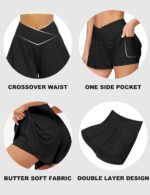 FireSwan Crossover Athletic Shorts for Women 2 in 1 Flowy Running Shorts with Pockets Spandex Butterfly Workout Tennis Skorts - Image 5