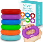 Vive Hand Strengthener Grip Ring - Forearm Ring Hand Exercisers - Silicone Squeezer Gripper for Muscle Strengthening Training Tool - Arthritis Finger Physical Therapy PT Kit Trainer - Image 2