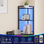 HOOBRO 5-Tier Corner Shelf Stand, Corner Shelf with LED Light, 56.3" Tall Corner Bookshelf, Display Rack Storage Organizer with Table, for Small Spaces, Living Room, Entryway, Black BB69DCJ01 - Image 7
