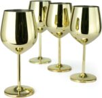 PG Set of 4 Stainless Steel Wine Glass - 18.5oz Gold Wine Glasses - Unbreakable Wine Glasses - Stem Metal Wine Goblets - Image 2