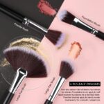 Makeup Brush Set, SOLVE 32 Pieces Professional Makeup Brushes Wooden Handle Cosmetics Brushes Foundation Concealer Powder Face Eye Make up Brushes Kit, Black - Image 5
