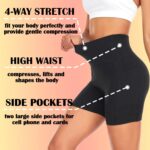 FULLSOFT 4 Pack Biker Shorts for Women with Pockets – 5" High Waisted Tummy Control Workout Yoga Running Gym Tennis Shorts - Image 6