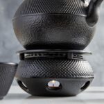 Juvale Tea Kettle Stovetop Japanese Cast Iron Tetsubin - 40 oz, Black - Cast Iron Tea Set & Teapot with Loose Leaf Infuser, Warmer & 4 Cups, Trivet - Image 4
