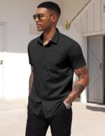 COOFANDY Men's Short Sleeve Casual Button Down Shirt Business Untucked Dress Shirts with Pocket - Image 4