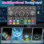 Podcast Equipment Bundle, Mixer with 48V XLR Condenser Microphone, TF card,5RGB,Surround Sound,Suitable for Streaming/TikTok/YouTube, Compatible with Mobile Phones, PC,Camera RS2 - Image 6