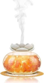 Essential Oil Diffusers Aromatherapy Diffuser: Vyaime Salt Lamp Diffuser for Home Bedroom Office, Pink Crystal Himalayan Cute Lotus Auto Shut-Off 7 Colors LED Night Light - V1103 - Image 10