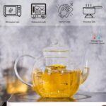 Glass Teapot Set with 4 Teacups, 1500 ml/50 oz Tea Pot with Infusers for Loose Tea and Flower Tea, Stovetop and Microwave Safe Borosilicate Glass Tea Kettle, Tea Gift Sets for Tea Lovers - Image 6